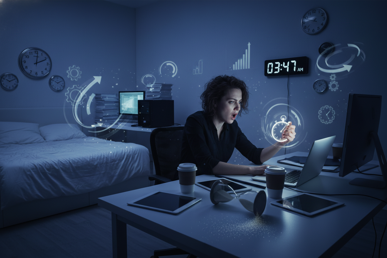 	1. Cultura del rendimiento
Hemos aprendido que descansar es rendirse, que dormir es perder tiempo. El sueño se convirtió en un lujo, no en una necesidad.
