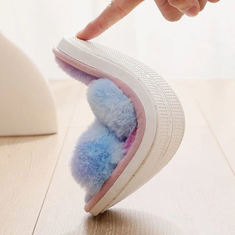 Pantuflas Fuzzy con Estampado Leopardo - Zapatillas Peludas Cálidas Antideslizantes para Casa