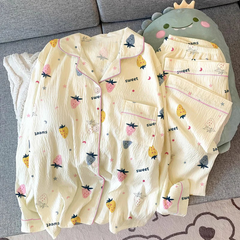 Pijama Rosa con Lazo - Conjunto de Manga Larga y Pantalón Largo