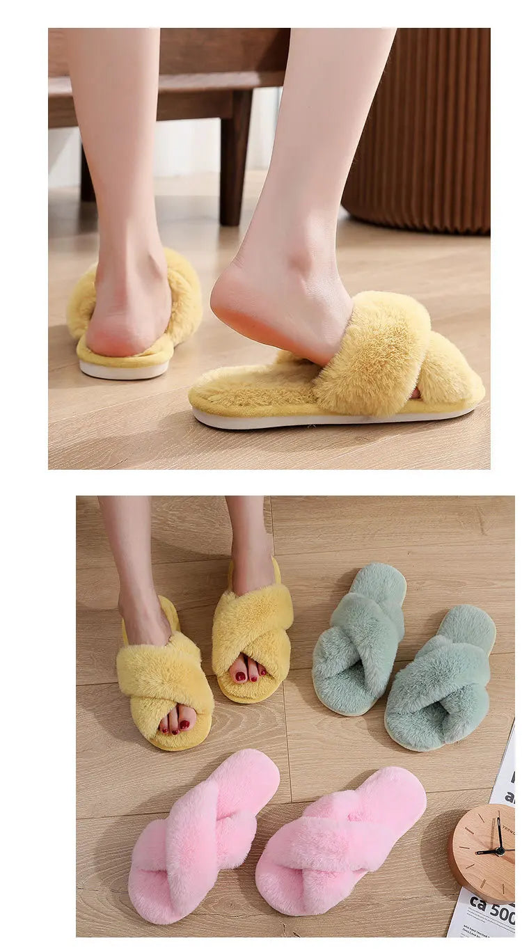 Pantuflas Fuzzy con Estampado Leopardo - Zapatillas Peludas Cálidas Antideslizantes para Casa