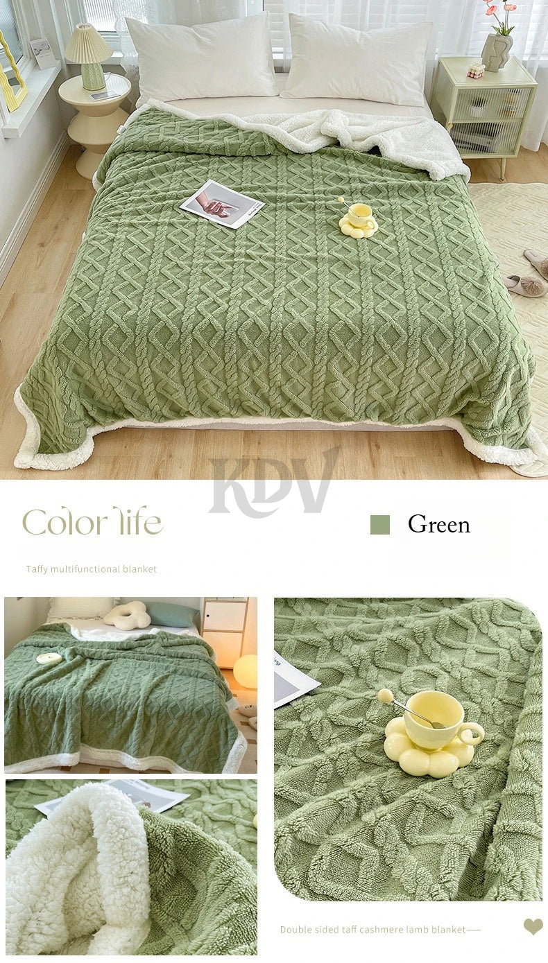 Manta de Vellón de Doble Capa - Frazada Gruesa y Cálida de Coral Fleece para Cama y Sofá