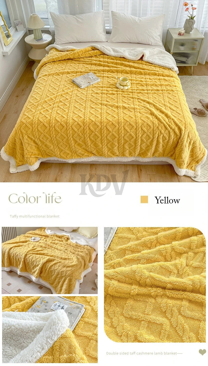 Manta de Vellón de Doble Capa - Frazada Gruesa y Cálida de Coral Fleece para Cama y Sofá