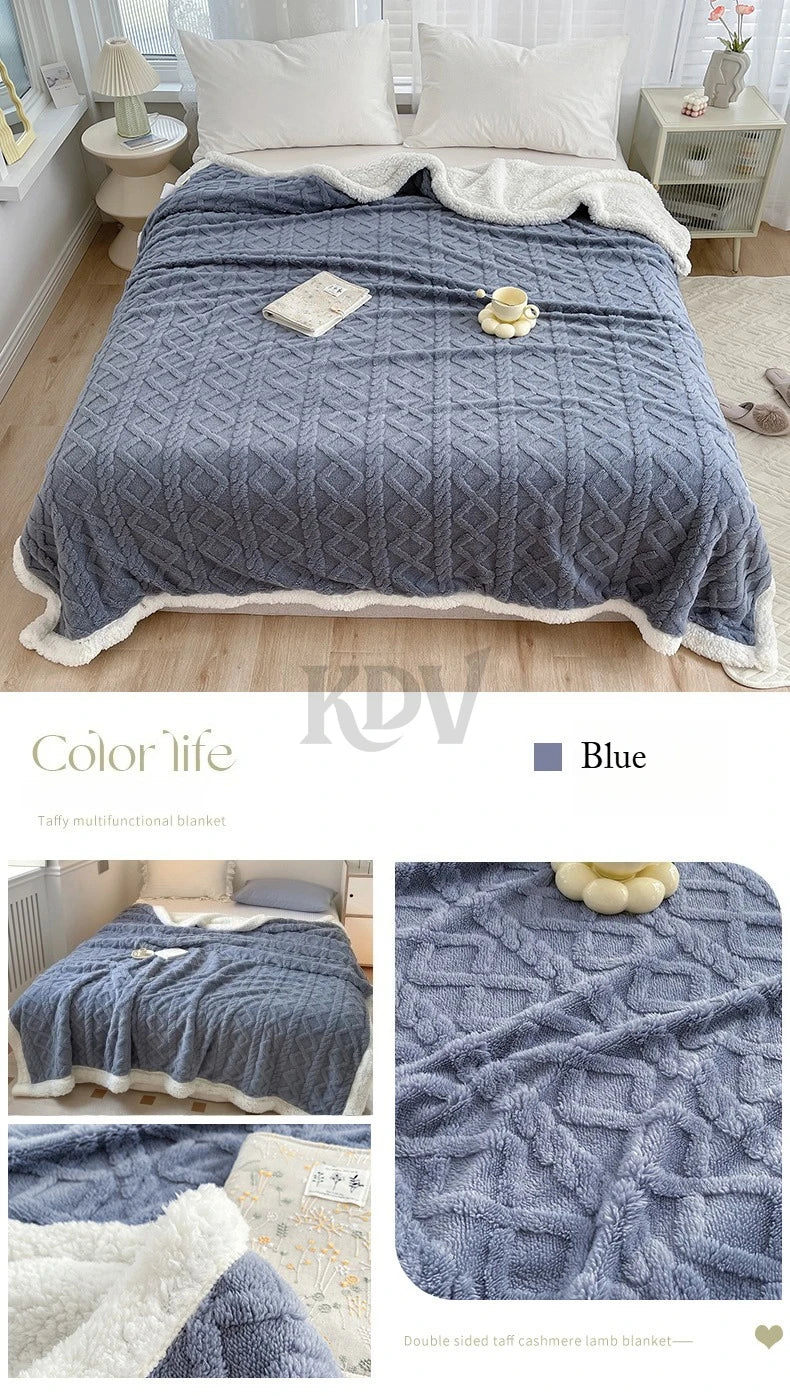 Manta de Vellón de Doble Capa - Frazada Gruesa y Cálida de Coral Fleece para Cama y Sofá