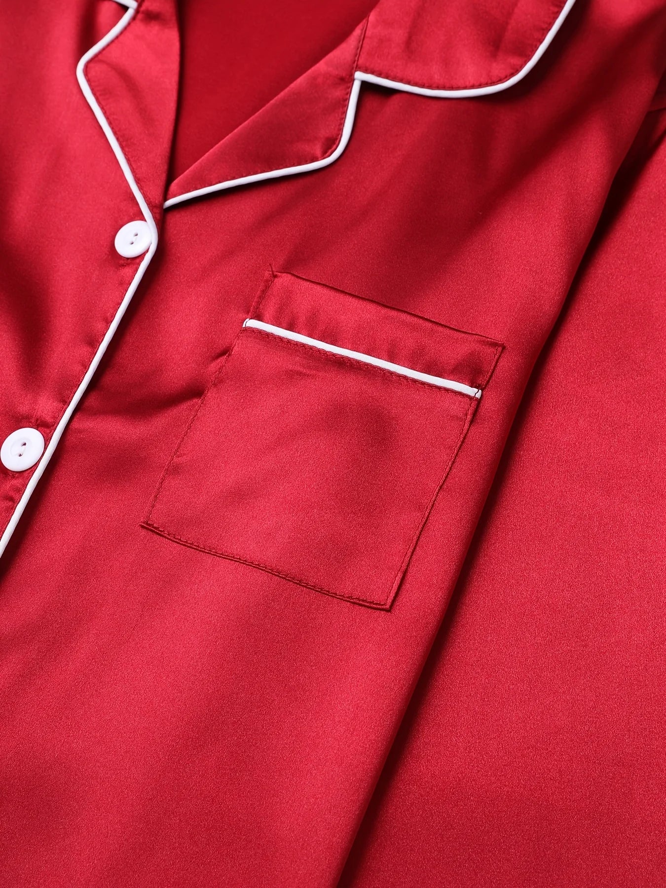 Conjunto de Pijama con Botones - Set de Manga Larga con Cuello Solapa y Pantalón Largo