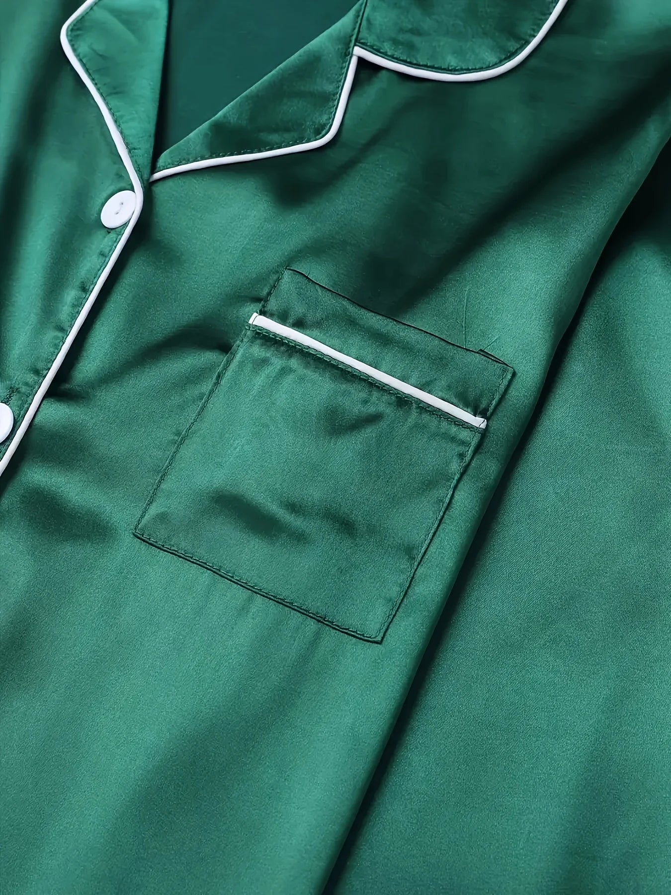 Conjunto de Pijama con Botones - Set de Manga Larga con Cuello Solapa y Pantalón Largo