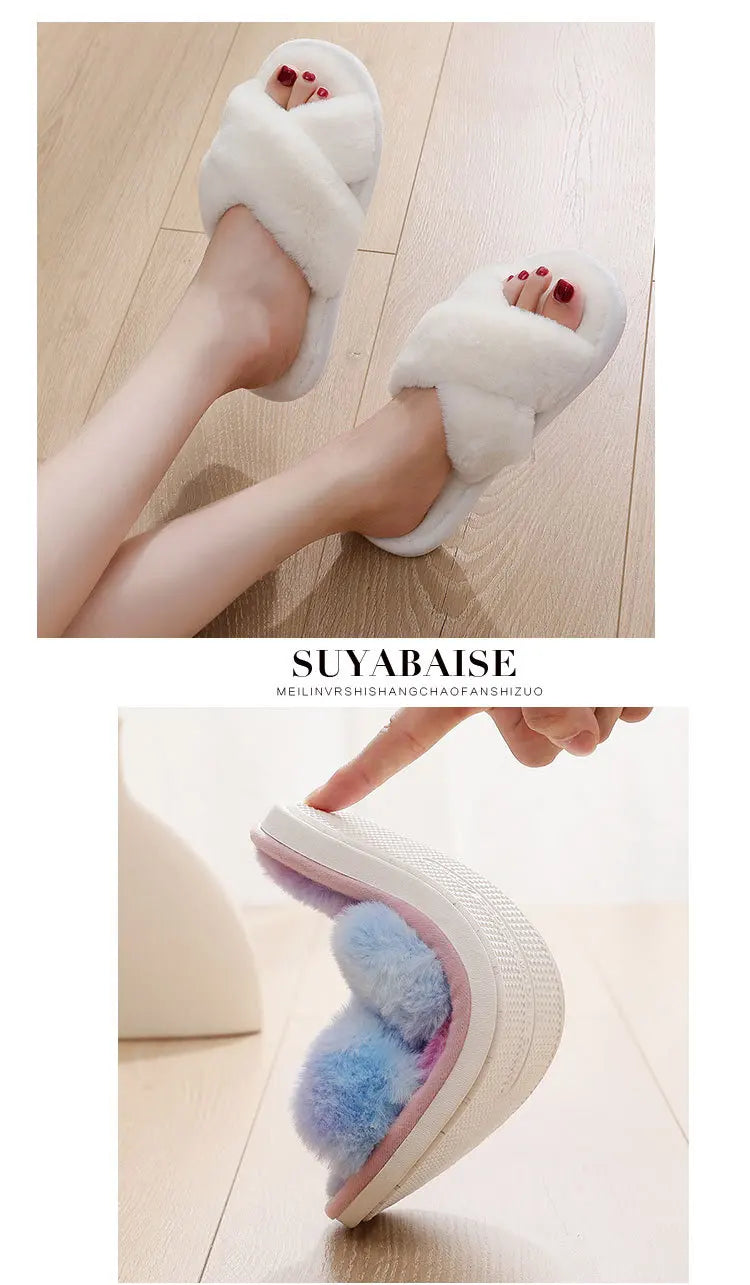 Pantuflas Fuzzy con Estampado Leopardo - Zapatillas Peludas Cálidas Antideslizantes para Casa