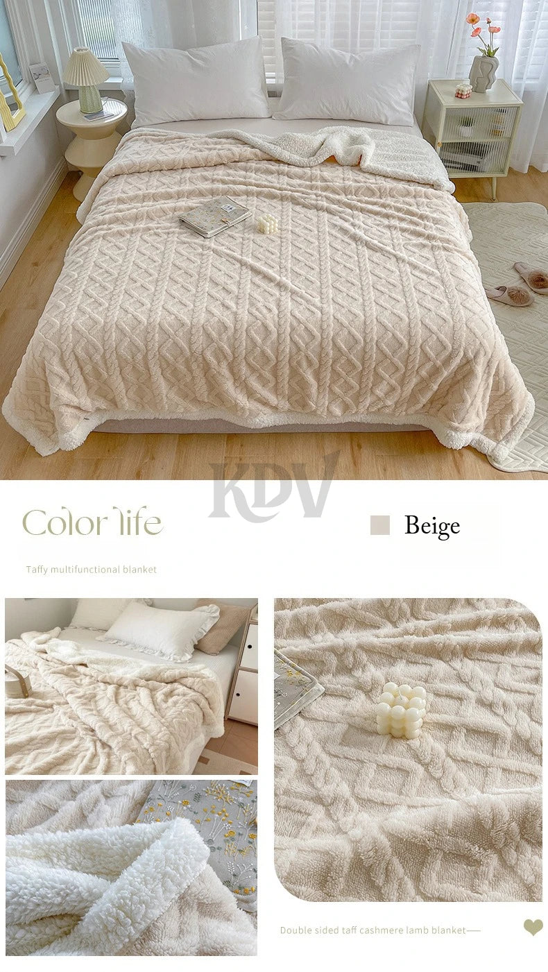Manta de Vellón de Doble Capa - Frazada Gruesa y Cálida de Coral Fleece para Cama y Sofá
