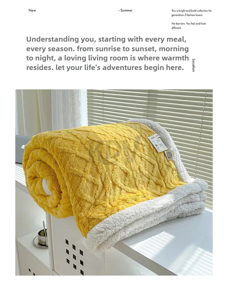 Manta de Vellón de Doble Capa - Frazada Gruesa y Cálida de Coral Fleece para Cama y Sofá