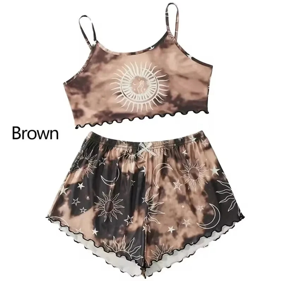 Conjunto de Pijama a Rayas con Cuello Solapa - Set de Camisa Manga Corta y Pantalón Largo Elegante