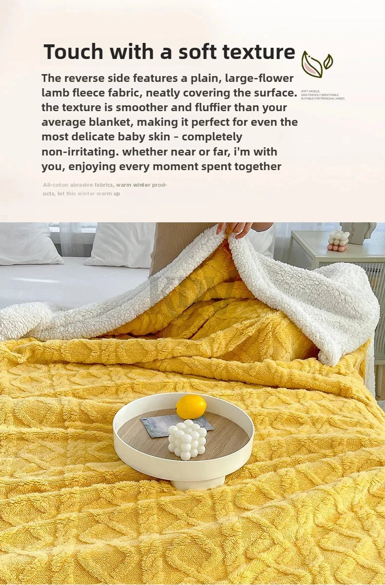 Manta de Vellón de Doble Capa - Frazada Gruesa y Cálida de Coral Fleece para Cama y Sofá