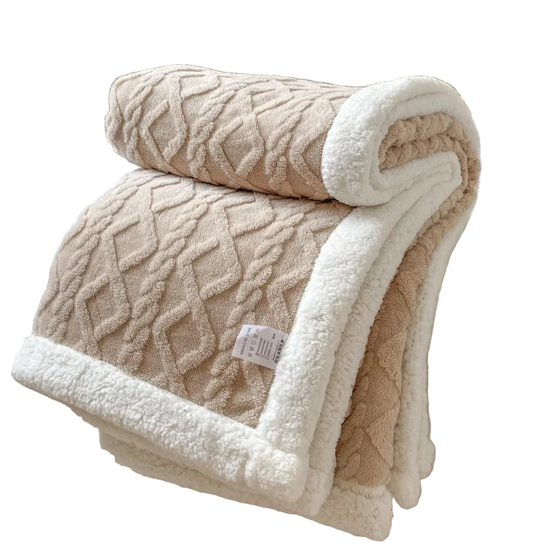 Manta de Vellón de Doble Capa - Frazada Gruesa y Cálida de Coral Fleece para Cama y Sofá