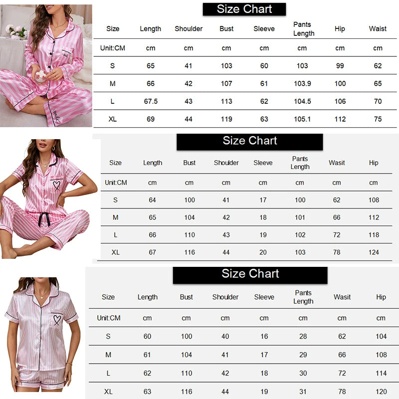 Conjunto de Pijama de Satén a Rayas - Set con Botones, Cuello Solapa y Pantalón Largo