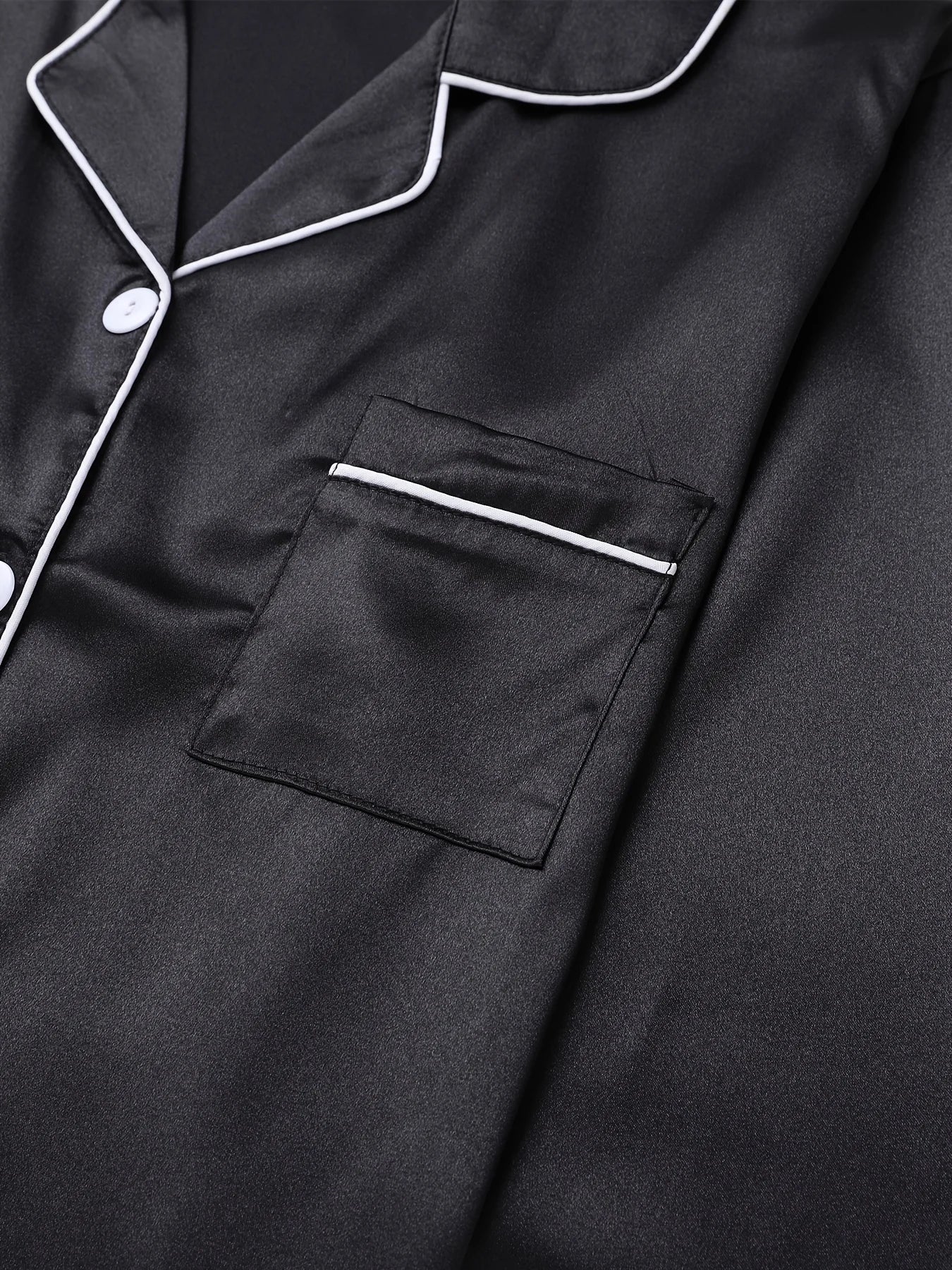 Conjunto de Pijama con Botones - Set de Manga Larga con Cuello Solapa y Pantalón Largo