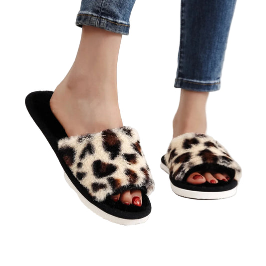 Pantuflas de Hogar con Pelaje Sintético - Sandalias de Felpa Cómodas y Ligeras para Todas las Estaciones