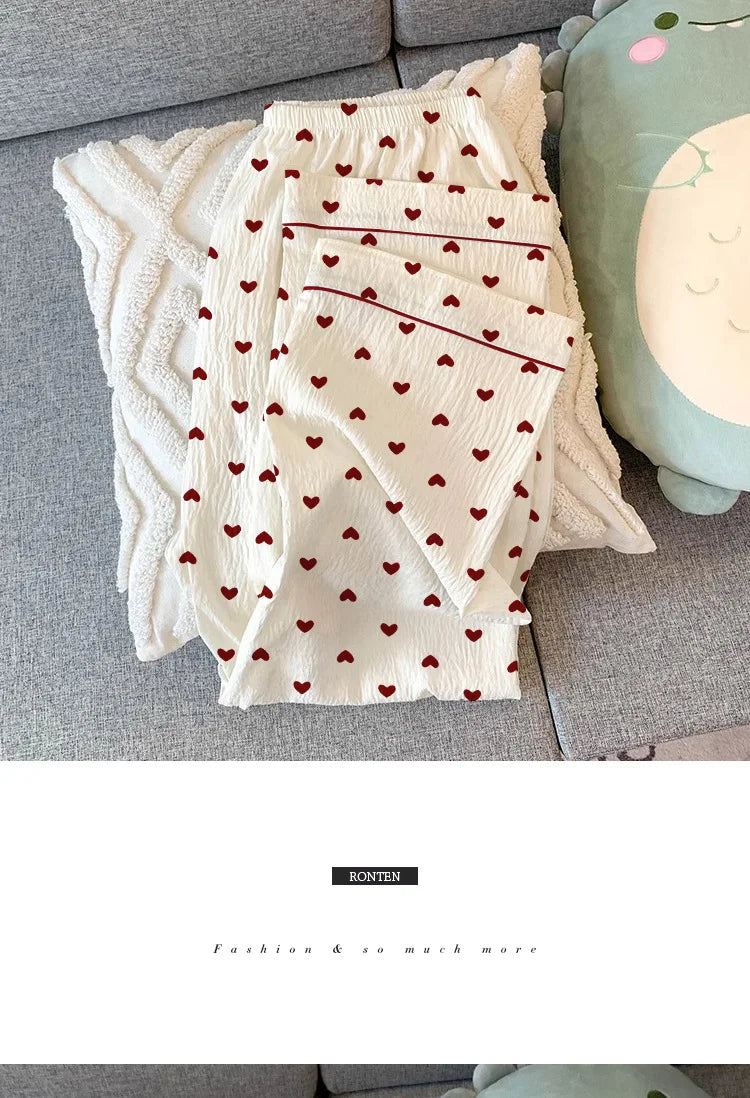 Conjunto de Pijama Estilo Cárdigan - Set de 2 Piezas con Cuello Solapa y Pantalón Largo