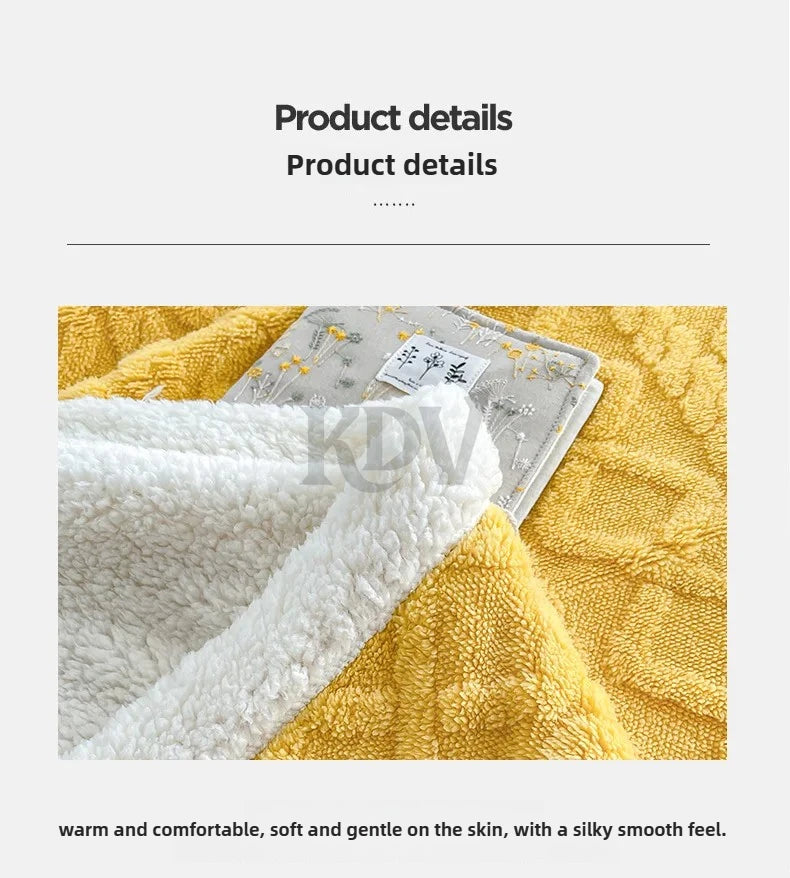 Manta de Vellón de Doble Capa - Frazada Gruesa y Cálida de Coral Fleece para Cama y Sofá